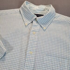 Tommy Hilfiger Mens Button Down Shirt Medium Blue Gingham Preppy Classic Casual